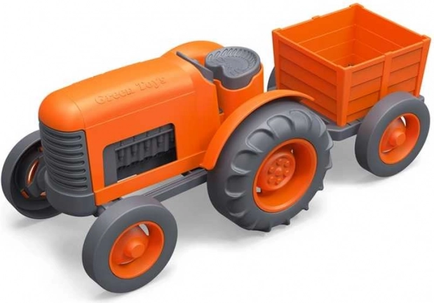 Tracteur avec remorque orange de Green Toys