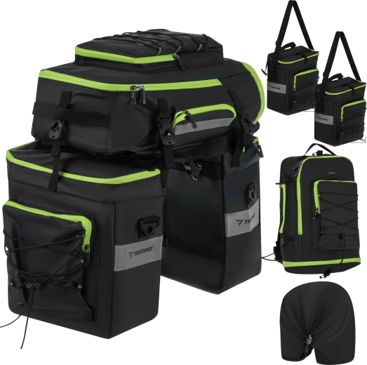Ensemble de sacoches de vélo imperméables 3-en-1 65 l Trizand