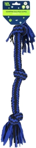 Corde à nœuds bleue – jouet à tirer en coton pour chien 50 cm