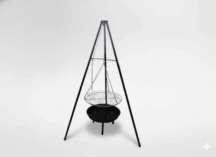 Grill suspendu réglable sur trépied 95 × 95 × 147 cm
