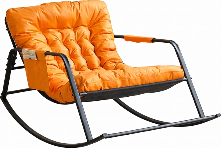 Fauteuil à bascule de jardin sur patins avec coussin - 1 pièce