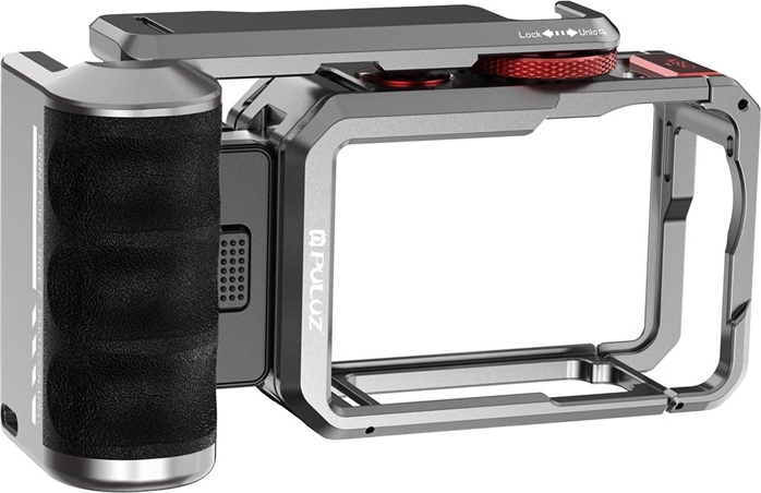 Cage d’extension en titane avec poignée et connexions Puluz pour DJI Osmo Action 6