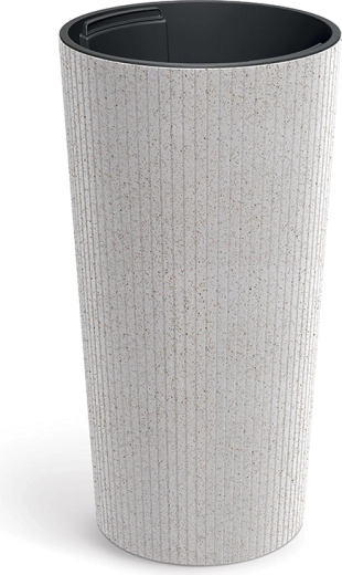 Cache-pot Lamia Slim Eco Wood 25 cm blanc