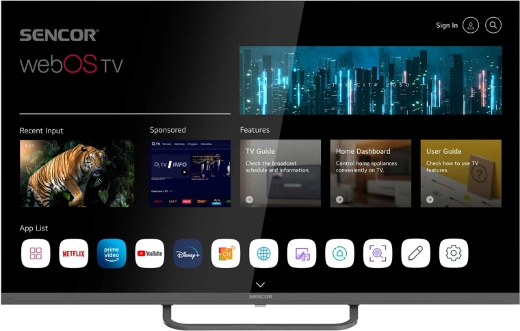 Téléviseur LED Sencor 32" Smart webOS avec Wi‑Fi et Bluetooth