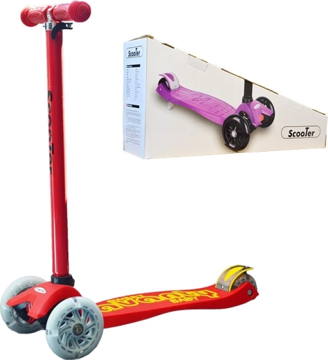 Trottinette enfant à trois roues avec roues lumineuses – rouge