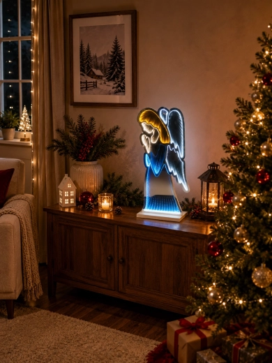 Décoration de Noël 3D LED Ange avec effet infinity mirror - 1 pièce