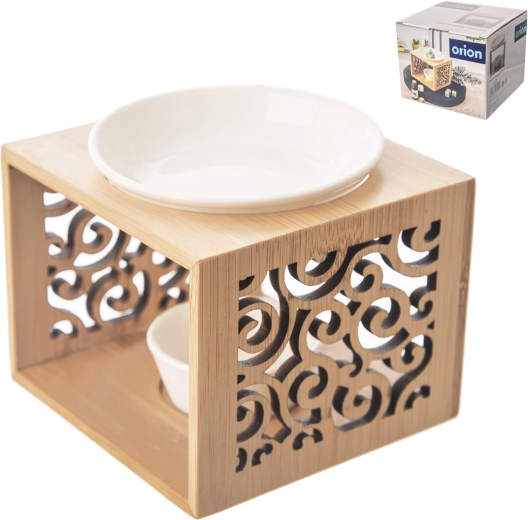 Lampe à arômes Whiteline en porcelaine et bambou