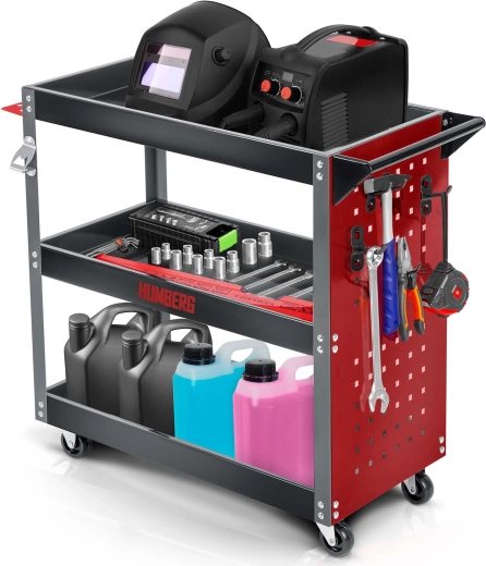 Chariot d’atelier pour outils HUMBERG avec 3 étagères, 300 kg
