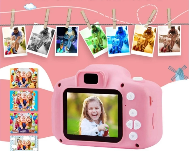 Appareil photo numérique pour enfants avec jeux, motif chat – Chat rose