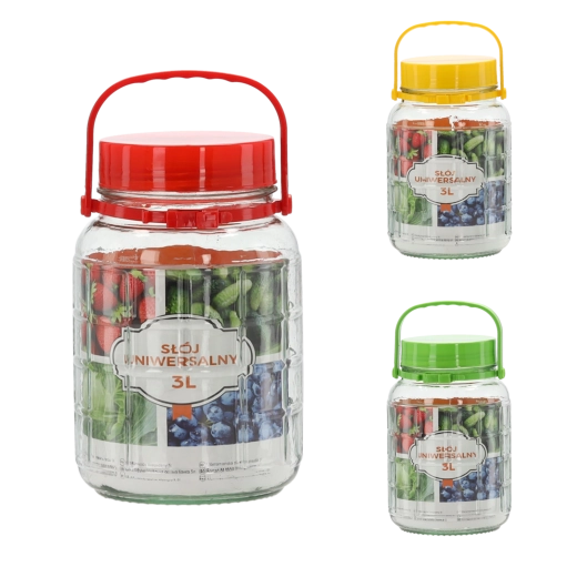 Bocal en verre 3 l avec couvercle en plastique