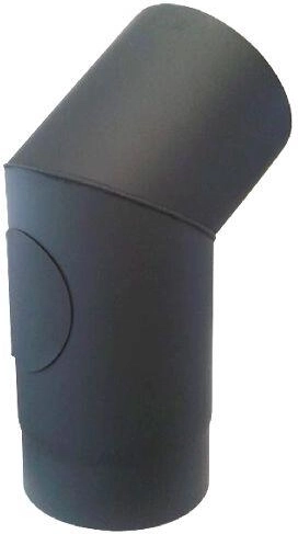Coude de fumée avec ouverture de nettoyage 120 mm, 45°, acier 1,5 mm, noir