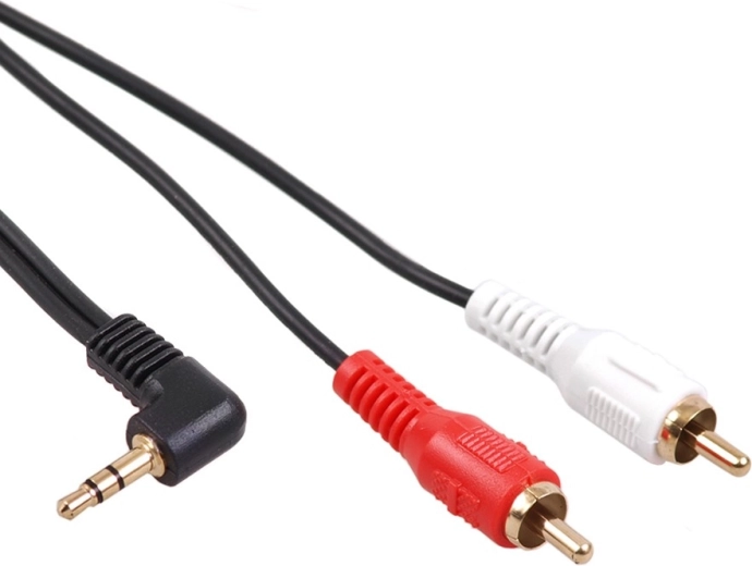 Câble mini-jack 3,5 mm coudé vers 2× RCA 1 m MCTV noir