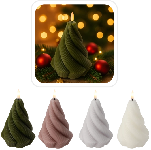 Bougie LED en cire torsadée Twisted 9 × 12,5 cm avec minuterie