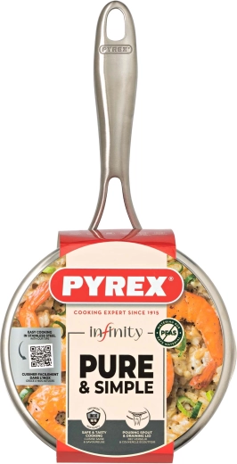 Casserole Infinity avec corps en acier inoxydable et couvercle en verre 16 cm, 1,25 l