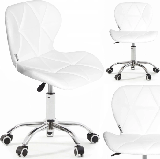 Chaise de bureau pivotante blanche Bauerkraft en cuir écologique pour enfant