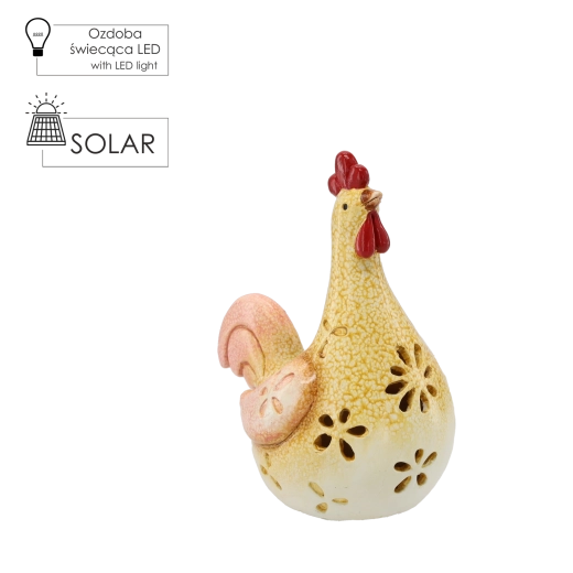 Figurine de jardin poule avec éclairage LED