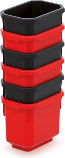 Lot de 6 boîtes en plastique pour outils TITAN BOX 110 × 75 × 263 mm – noir/rouge