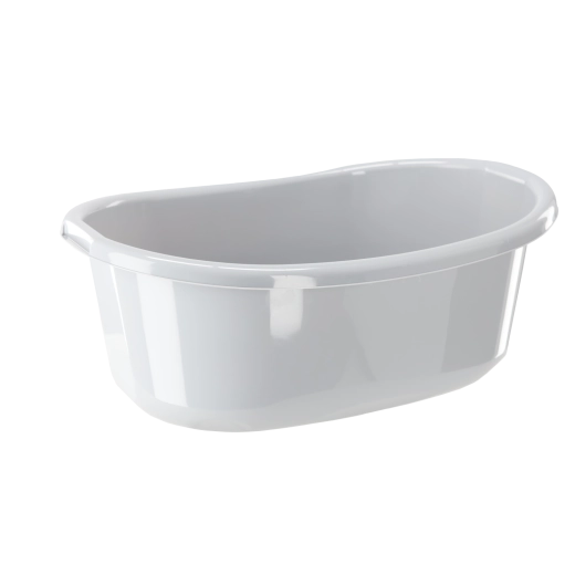 Bassine ovale en plastique avec poignées 45 l, gris clair