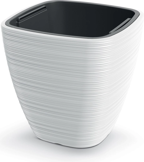 Cache-pot Vena Square 29 cm blanc avec insert
