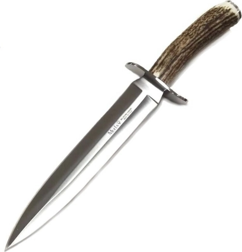 Muela Vikingo 23A dague de chasse avec poignée en bois de cerf et étui en cuir, lame 23 cm