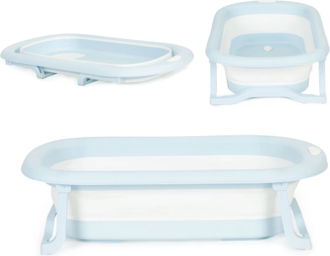 Baignoire de voyage pliante pour enfants avec bonde, gris