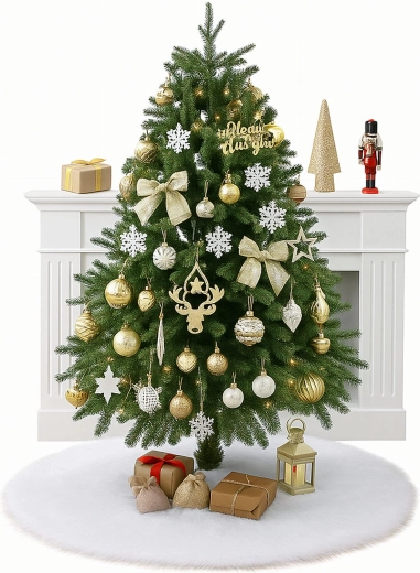 Tapis décoratif blanc effet fourrure pour sapin de Noël