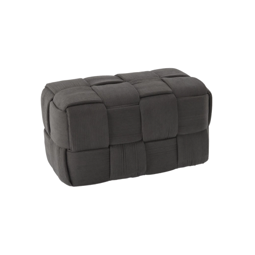 Pouf rectangulaire tressé en gris foncé