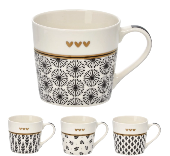 Mug en porcelaine 400 ml avec motif doré et brindilles