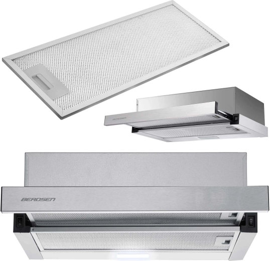 Hotte de cuisine télescopique 50 cm inox BERDSEN BT-233 avec éclairage LED