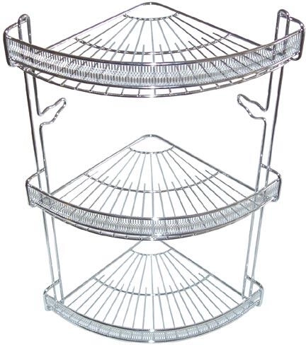 Étagère d’angle de salle de bain, 3 niveaux, chrome, 22 × 22 × 47 cm