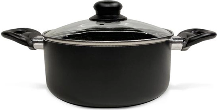 Casserole avec couvercle en verre Kitchisimo Nero 24 cm, 4 l