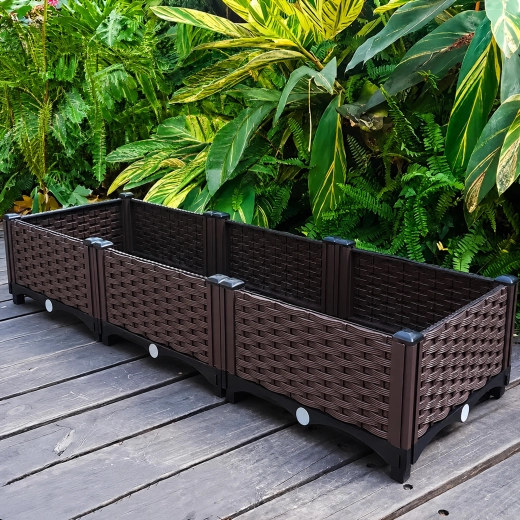 Jardinière de jardin modulaire pour fleurs et légumes 120 × 40 × 22 cm marron