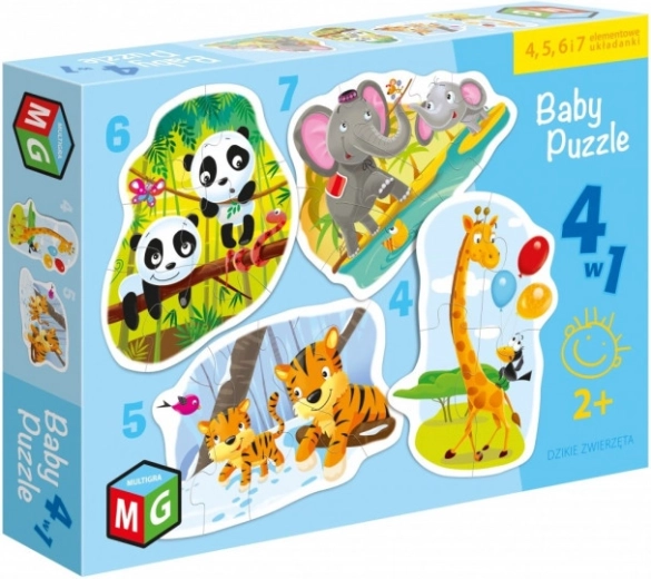 Puzzles pour enfants 4-en-1 Animaux sauvages