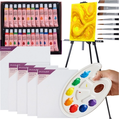 Kit de peinture créatif XXL Maaleo 41 pièces avec chevalet