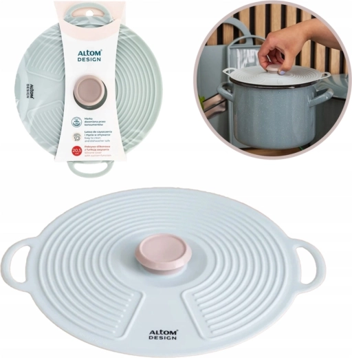 Couvercle en silicone avec fonction d’aspiration, diamètre 20,5 cm, couleur sauge