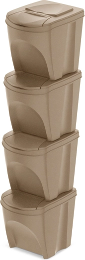 Ensemble de bacs de tri Sortibox Eco Wood 4×25 l – naturo eco