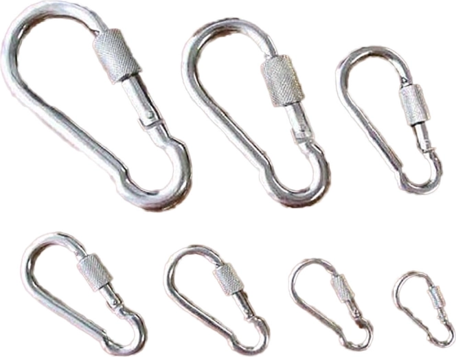 Mousqueton avec écrou de sécurité 120–140 mm Zn, charge admissible 400 kg (5 pcs)