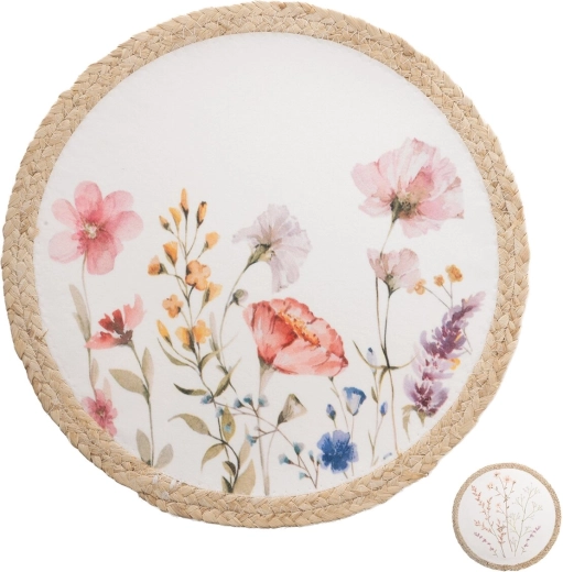 Set de table rond avec motif floral de coquelicot 38 cm