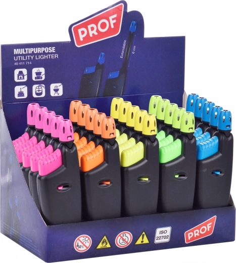 Briquet télescopique rechargeable PROF 12 cm – assortiment de couleurs