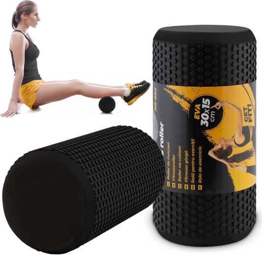 Rouleau de massage en mousse EVA 30 × 15 cm noir