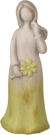 Ange en céramique avec petite fleur gris-vert 24 cm