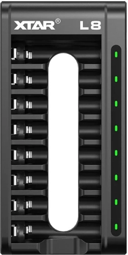XTAR L8 chargeur intelligent pour accumulateurs Li-ion et Ni-MH (AA/AAA), 8 canaux