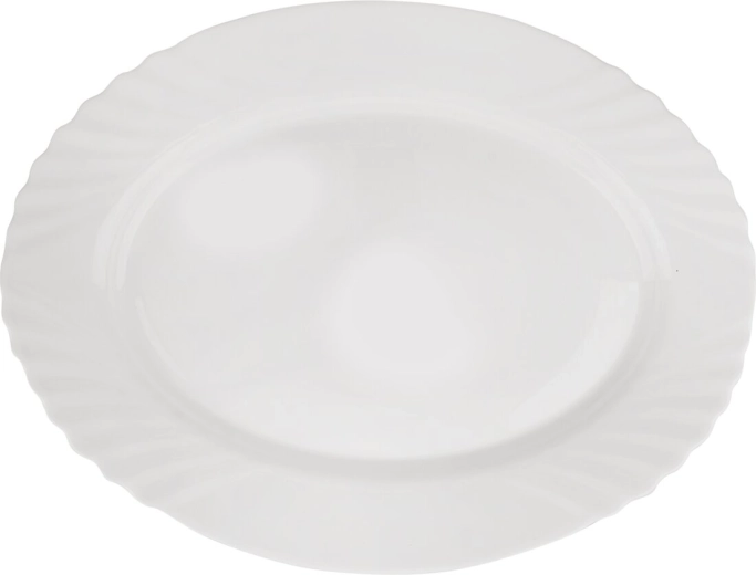 Assiette de service en verre opale LUNA relief « vagues » 23 × 15 cm