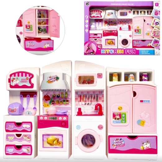 Set de cuisine de meubles et d’accessoires pour poupées, rose - 1 pièce