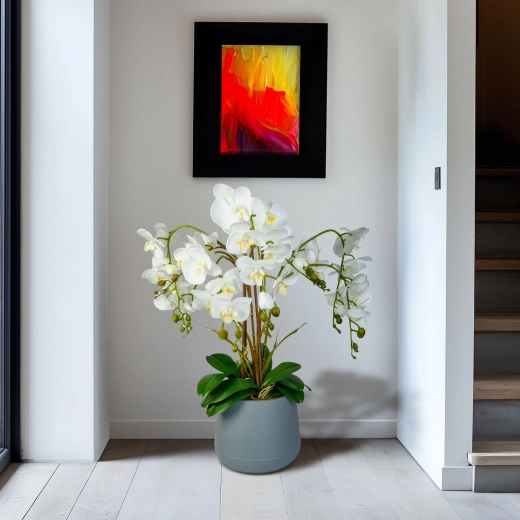 Orchidée décorative artificielle blanche de 83 cm