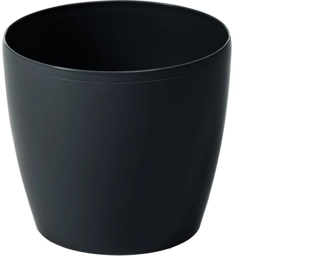 Cache-pot Magnolia 30 cm noir brillant