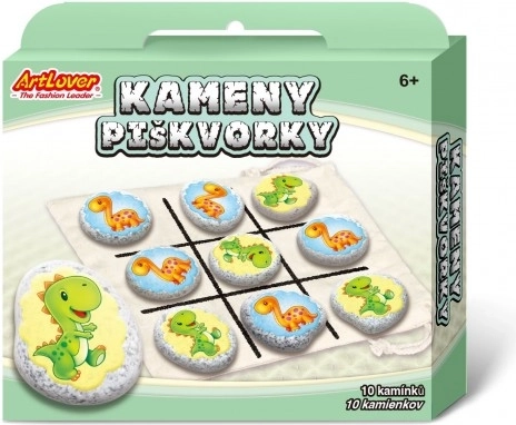 Morpion dinosaures – kit créatif avec pierres naturelles et autocollants