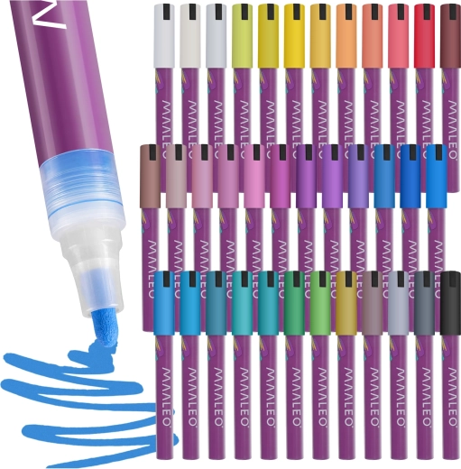 Marqueurs acryliques Maaleo – lot de 36 couleurs