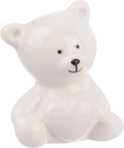 Petit ourson en porcelaine avec cœur, blanc