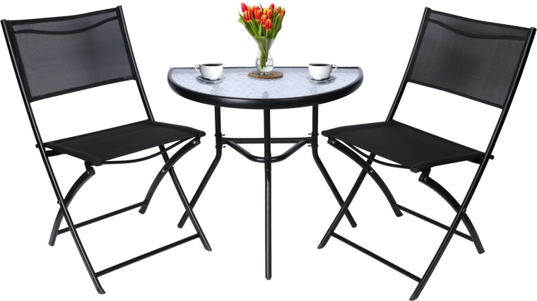 Ensemble bistro de jardin pliable – table et 2 chaises